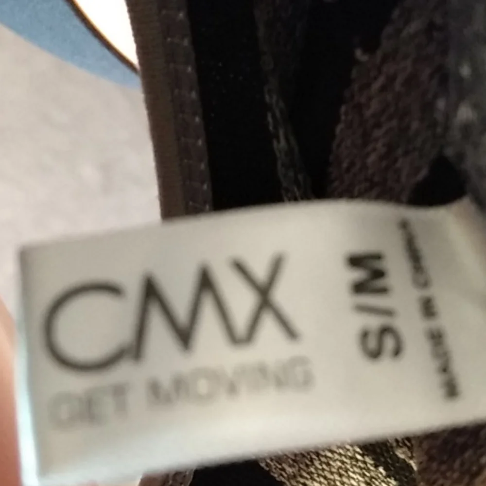 CMX Get‎ Moving Striped Sports Bra Tank Top Women's S M Gray Black